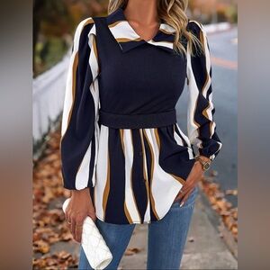 Lantern Sleeve Peplum Top